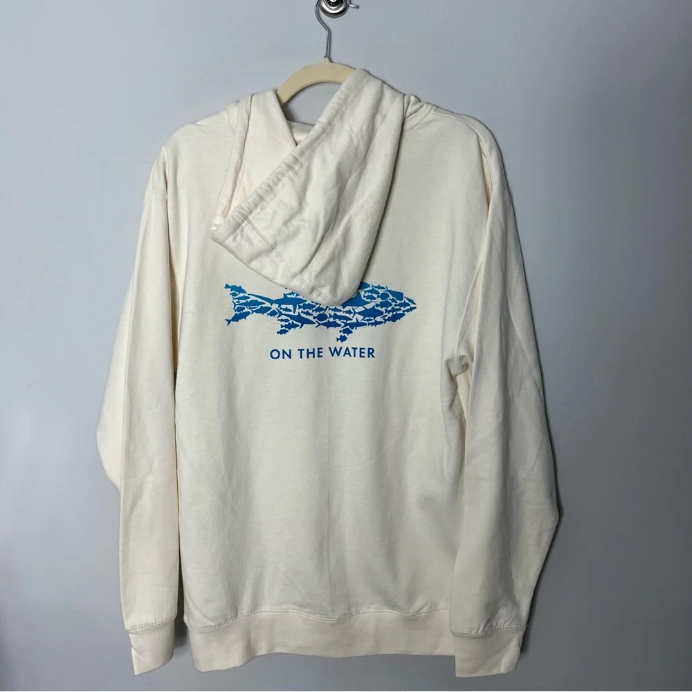 NEW OTW On the Water Fish Fisherman  Cream Hoodie Sweatshirt Pullover *J - Picture 7 of 8